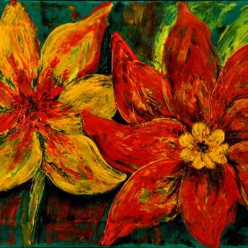 Painting titled "DUE FIORI" by Annuccia Ghisi, Original Artwork