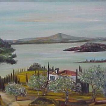 Painting titled "Lac Trasimène" by Annunziata Fiumi-Loosli, Original Artwork
