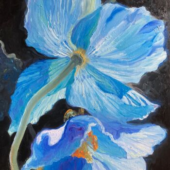 Malerei mit dem Titel "Blue transparency" von Hanna Karaleva, Original-Kunstwerk, Öl
