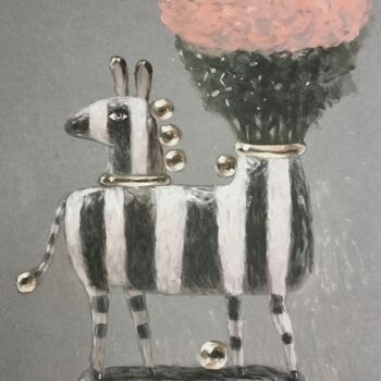 Dessin intitulée "Zebra" par Hanna Karaleva, Œuvre d'art originale, Huile