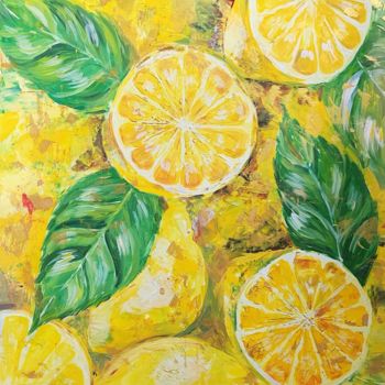 Painting titled "Lemons" by Insomnia Art, Original Artwork, Acrylic