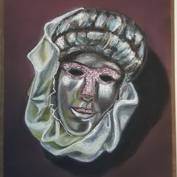 Картина под названием "Masque vénitien" - Anny Dournon, Подлинное произведение искусства, Пастель