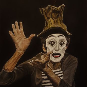 Painting titled "Mime Marceau" by Anny Dournon, Original Artwork, Pastel