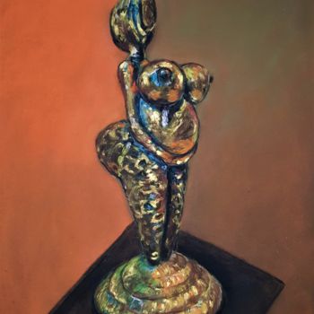 Schilderij getiteld "Déesse bronze" door Anny Dournon, Origineel Kunstwerk, Pastel