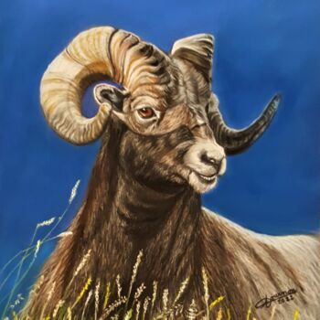 Картина под названием "Mouflon" - Anny Dournon, Подлинное произведение искусства, Пастель