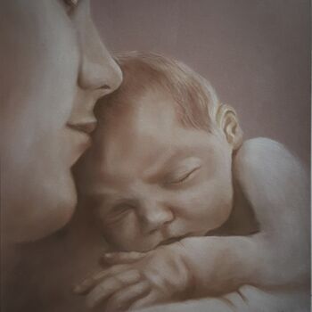 Schilderij getiteld "naissance" door Anny Dournon, Origineel Kunstwerk, Pastel