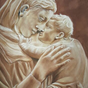 Painting titled "Madonna pizzi" by Anny Dournon, Original Artwork, Pastel