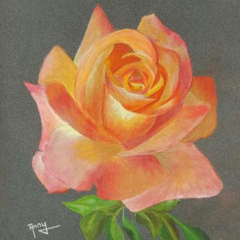 Painting titled "La rose" by Anny Burtscher-Beaudoin, Original Artwork, Pastel