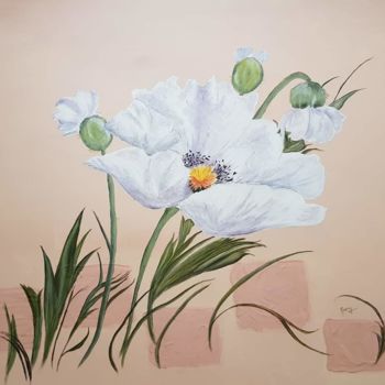 Pintura titulada "Les pavots" por Anny Burtscher-Beaudoin, Obra de arte original, Acrílico