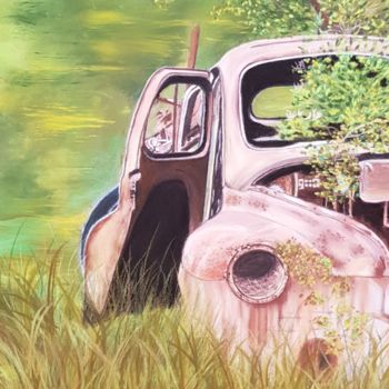 Pintura titulada "Mythique 4cv Renaul…" por Anny Burtscher-Beaudoin, Obra de arte original, Pastel