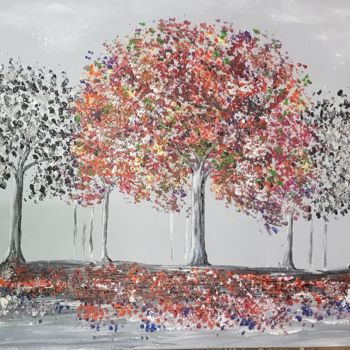 Ζωγραφική με τίτλο "Quand l'automne est…" από Anny Burtscher-Beaudoin, Αυθεντικά έργα τέχνης, Ακρυλικό