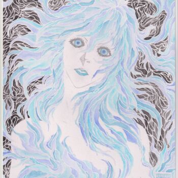 Zeichnungen mit dem Titel "BLUE" von Anolac Voravong, Original-Kunstwerk, Aquarell