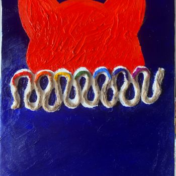 Картина под названием "Fox" - Ronda Berg, Подлинное произведение искусства, Масло Установлен на Деревянная рама для носилок