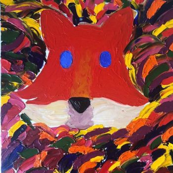 Peinture intitulée "Fox from CERN" par Ronda Berg, Œuvre d'art originale, Huile