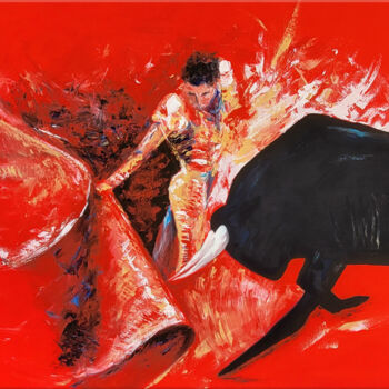 Painting titled "ROUGE, RAGE, DANSEU…" by Anouchk, Original Artwork, Acrylic Mounted on Wood Stretcher frame