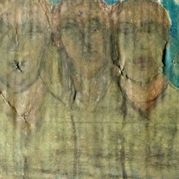 Рисунок под названием "Bleu Vert" - Anouk Gallery, Подлинное произведение искусства, Бумага