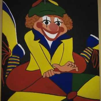 Painting titled "Clown balanceren" by Anousart, Original Artwork, Acrylic