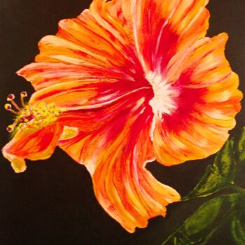 Schilderij getiteld "Hibiscus" door Ans Duin, Origineel Kunstwerk, Acryl