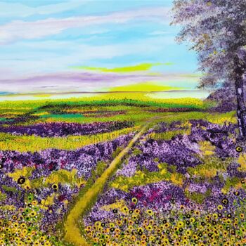 Картина под названием "Purple daydram" - Ans Duin, Подлинное произведение искусства, Акрил Установлен на Деревянная рама для…