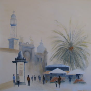Картина под названием "Valencia - Plaza de…" - Ans Van Der Linden, Подлинное произведение искусства, Акрил