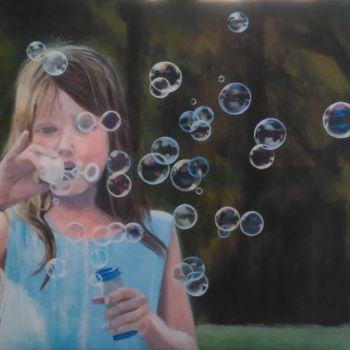 Картина под названием "Blowing bubbles" - Ans Van Der Linden, Подлинное произведение искусства, Акрил