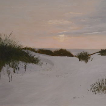 Schilderij getiteld "Ameland sunset" door Ans Van Der Linden, Origineel Kunstwerk, Olie