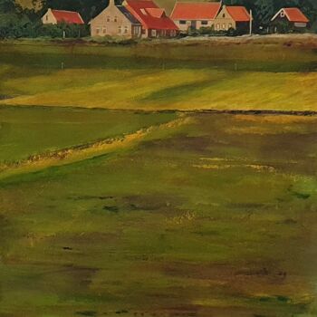 Картина под названием "Terschelling houses…" - Ans Van Der Linden, Подлинное произведение искусства, Акрил