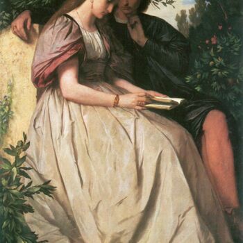Painting titled "Paolo und Francesca" by Anselm Feuerbach, Original Artwork, Oil