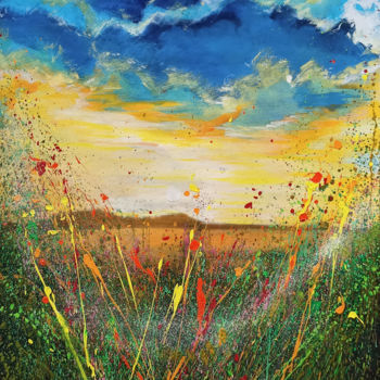 Painting titled "Poppy Fields" by Anshu Prithvi Kumar (Anshu), Original Artwork, Acrylic