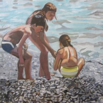 Malerei mit dem Titel "la plage de cadaques" von Anska, Original-Kunstwerk, Öl
