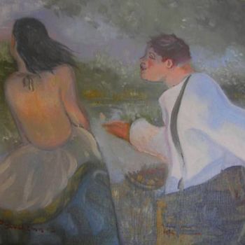 Painting titled "les amants" by Anska, Original Artwork, Oil