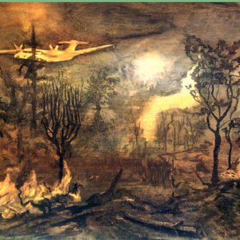 Rysunek zatytułowany „déclin” autorstwa Ansofie Vrankenne, Oryginalna praca, Węgiel drzewny