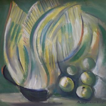Картина под названием "Растение с яблочками" - Владимир Юрпалов, Подлинное произведение искусства, Масло
