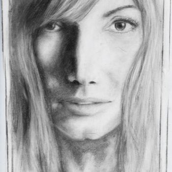 Drawing titled "Portrait Sandra Bul…" by Antalgique, Original Artwork, Charcoal