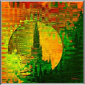 Digitale Kunst mit dem Titel "GUGLIE - SPIRES" von Antares, Original-Kunstwerk, Digitale Malerei