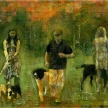 Peinture intitulée "Прогулка с собакой" par Anatoly Baratynsky, Œuvre d'art originale, Huile