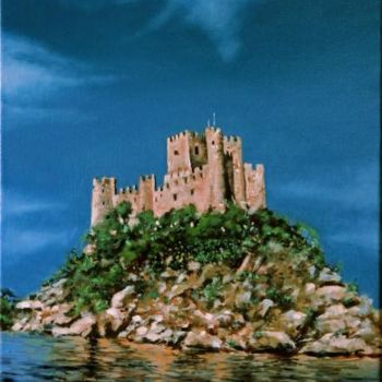 「Castle Almourol」というタイトルの絵画 Antero Guerraによって, オリジナルのアートワーク, オイル