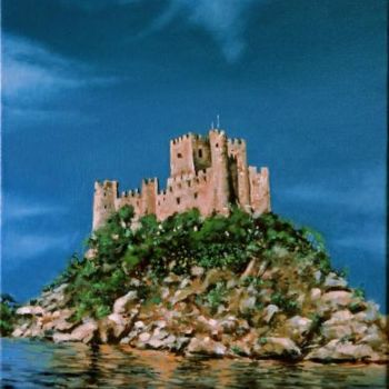 Painting titled "Castle Almourol" by Antero Guerra, Original Artwork, Oil