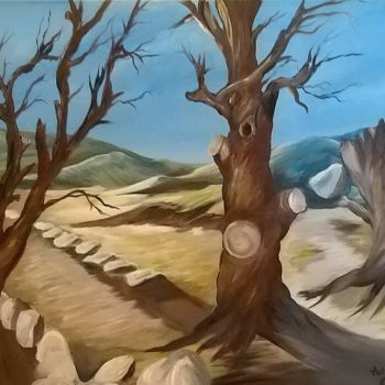 Painting titled "Les trois arbres" by Anthony Abdel Karim, Original Artwork, Acrylic
