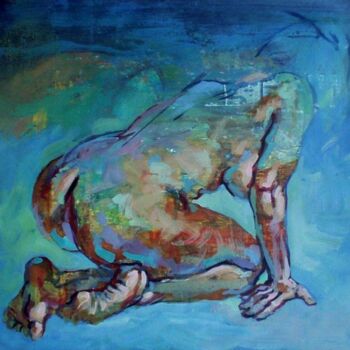 Painting titled "Kneeling Nude" by Anthony Barrow, Original Artwork, Oil