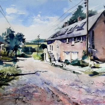 Painting titled "Country Farm" by Anthony Barrow, Original Artwork, Watercolor