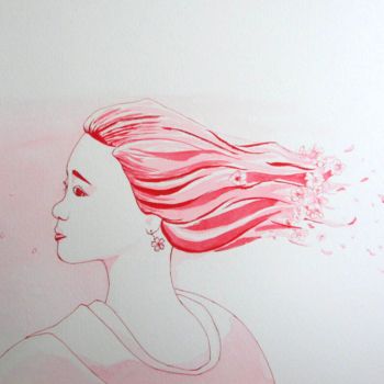 Painting titled "Sakura" by Anthony Franzmann, Original Artwork, Ink