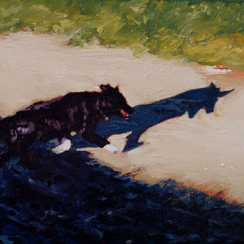 Painting titled "Shadowhound" by Anthony Oliver, Original Artwork, Oil