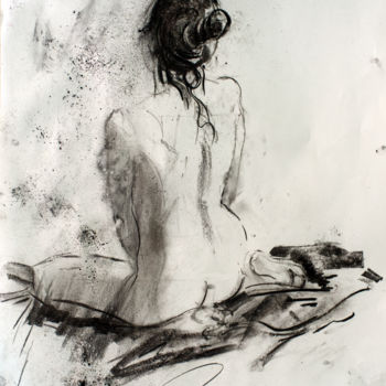 Drawing titled "Back" by Anthony Oliver, Original Artwork, Charcoal