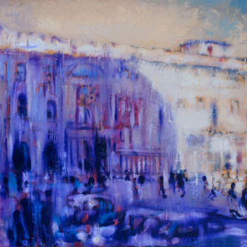 Malerei mit dem Titel "la-piazza-" von Anthony Oliver, Original-Kunstwerk, Öl