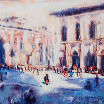 Peinture intitulée "la-piazza-ii-70-x-1…" par Anthony Oliver, Œuvre d'art originale, Huile