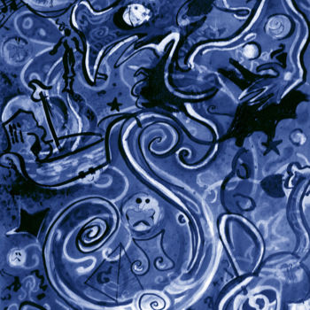 Painting titled "Dragon d'eau" by Poemu, Original Artwork