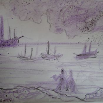 Painting titled "marine ancienne" by Poemu, Original Artwork