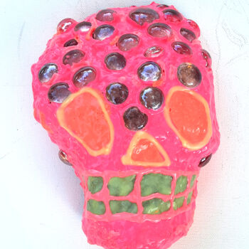Sculpture intitulée "Pink Skull Wall Art…" par Anthony Saldivar, Œuvre d'art originale, Acrylique