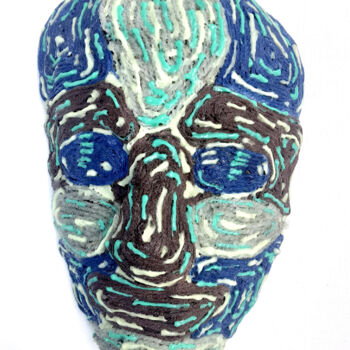"Yarn Blue Green Wal…" başlıklı Heykel Anthony Saldivar tarafından, Orijinal sanat, İplik Sanatı